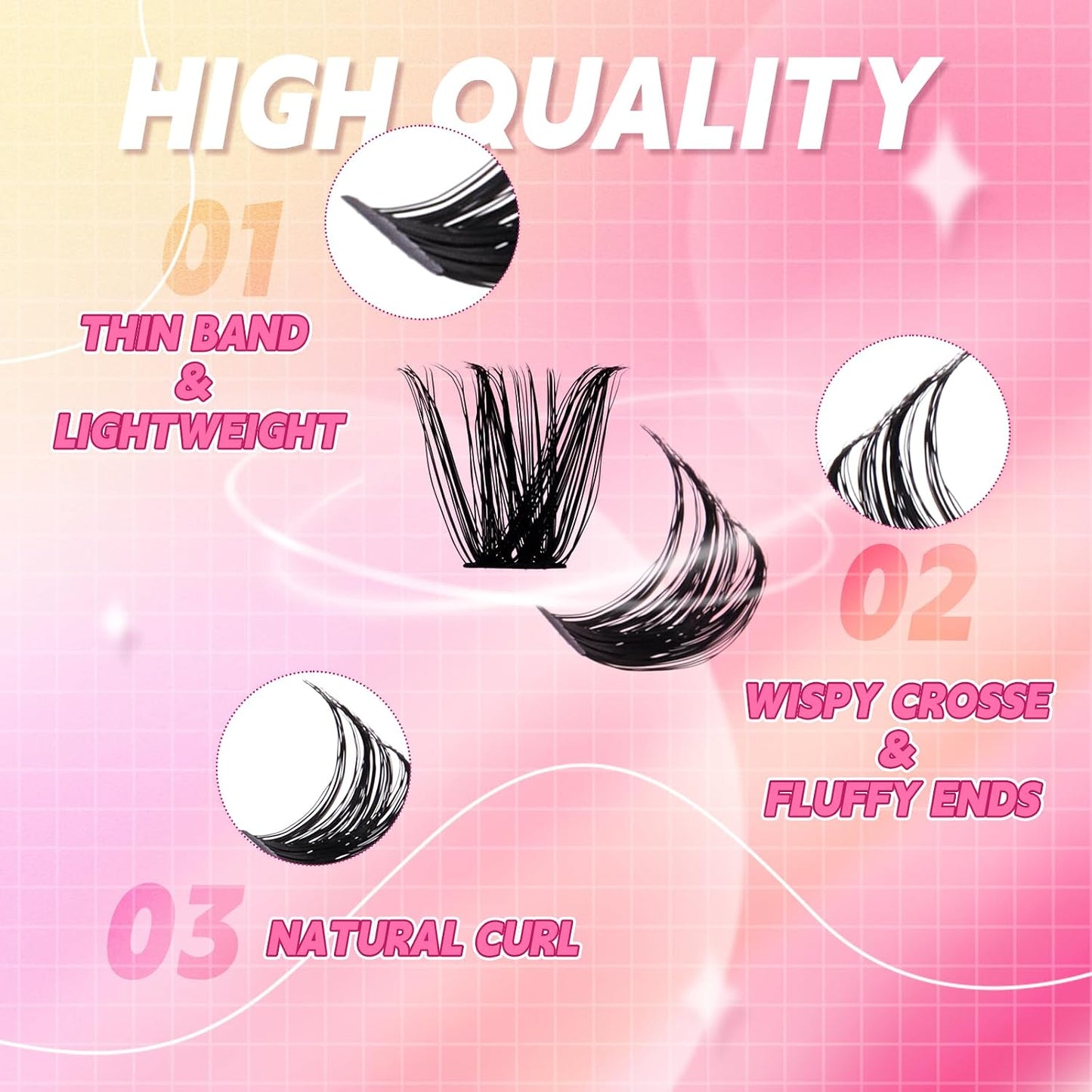 Cluster Lashes - D Curl Wispy Individual Eyelash Extensions for Natural Look | Reusable Fluffy DIY Kit (12-18mm Mix)