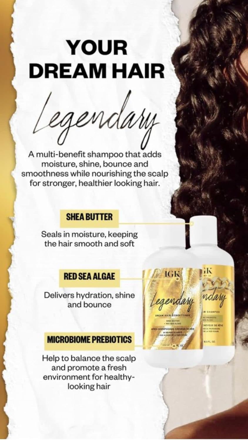 Legendary Dream Hair Shampoo - Hydrating Formula for Soft, Shiny Hair | Lightweight & Bouncy