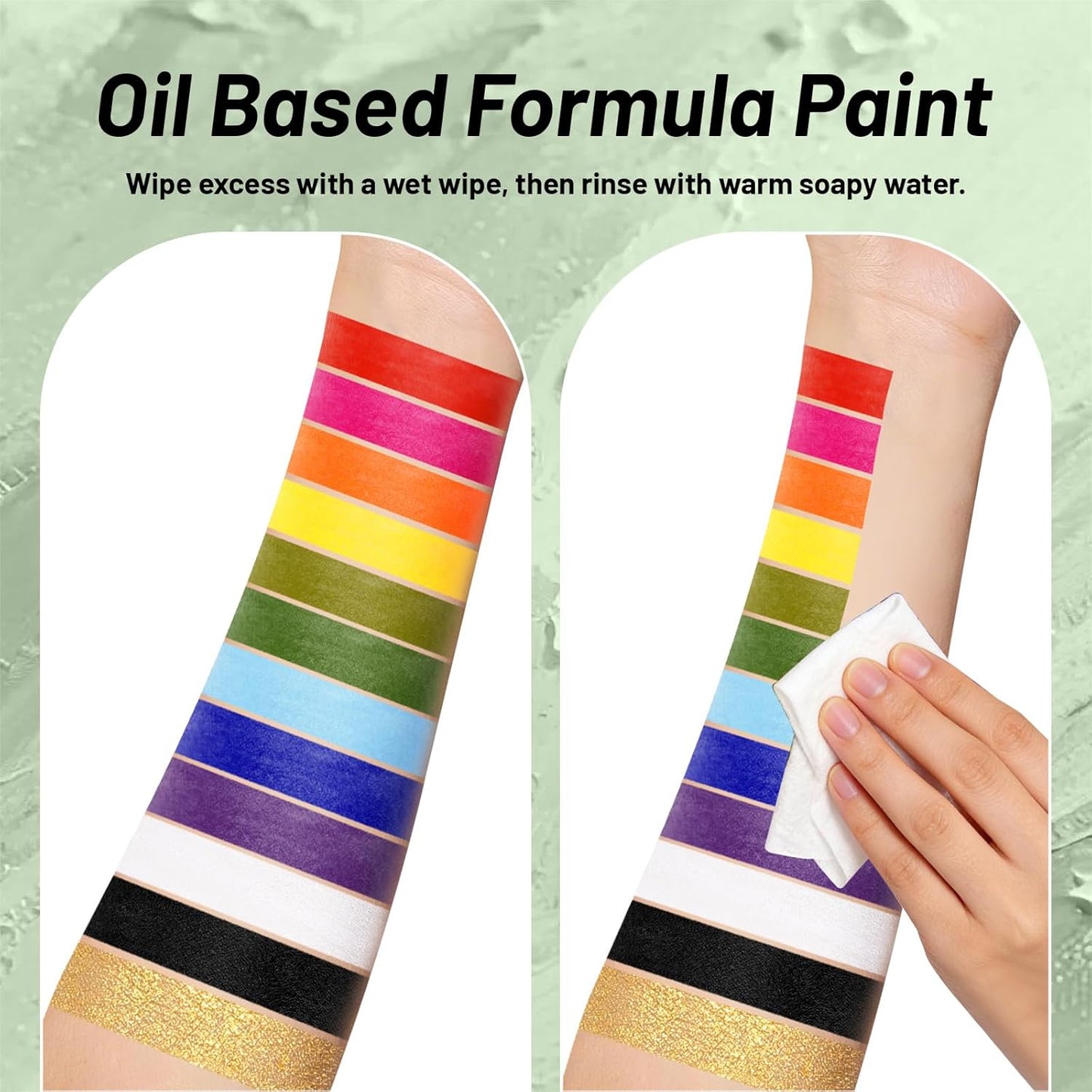 Green Face Body Paint Stick - Vegan Oil-Based Halloween Makeup | 0.12oz for St. Patrick's Day & Cosplay