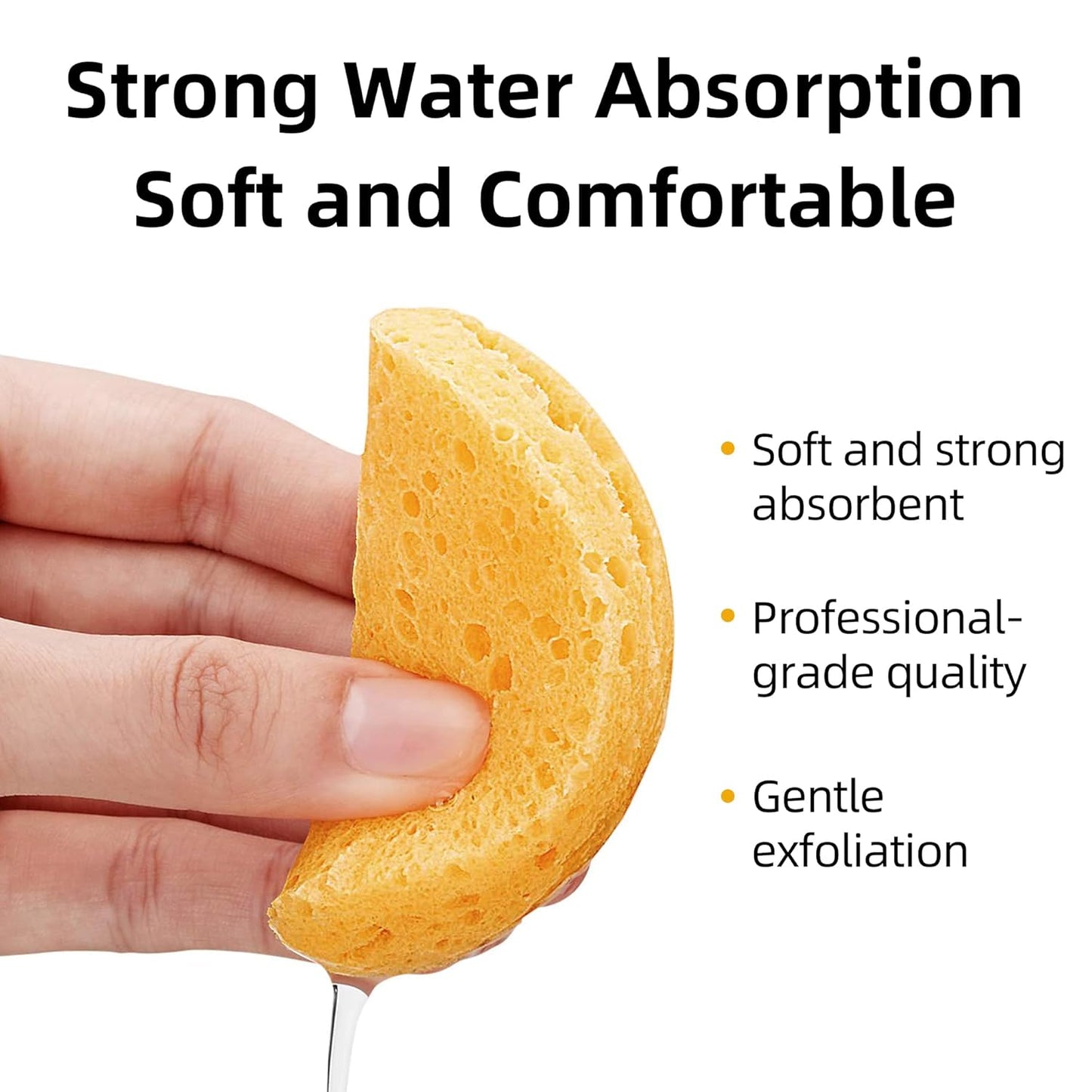 Compressed Facial Sponges - 100% Natural Cellulose Spa Sponges for Daily Cleansing | Makeup Removal & Exfoliation (60 Count, Yellow)