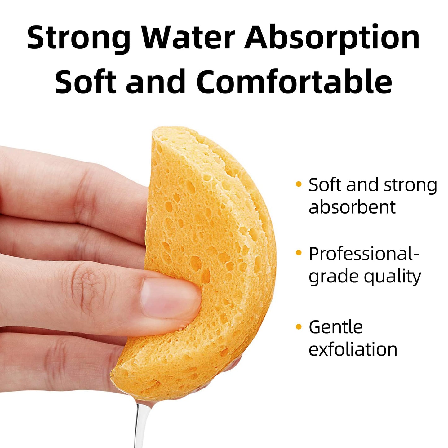 60-Count Compressed Facial Sponges|100% Natural Kickleen Cellulose Cosmetic Spa Sponges for Daily Facial Cleansing|Makeup and Mask Removal | Exfoliating | Skin Massage | Pore Exfoliation (Yellow)