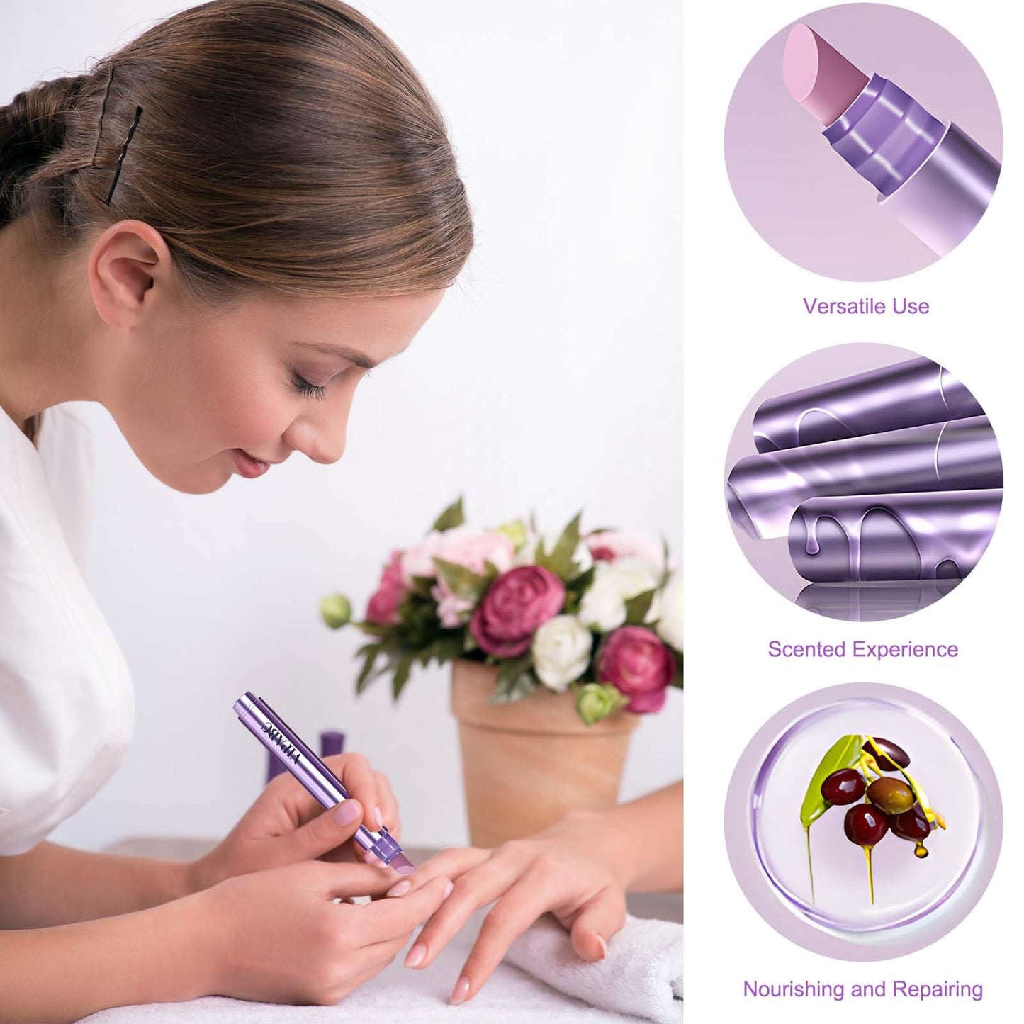Roioiow 3 in 1 Cuticle Oil Pen for Nail Care with Scented - 3 Pack Cuticle Remover & Nail Treatment for Hangnails, Dry,Damaged Nails, Ideal for Home Salon Travel