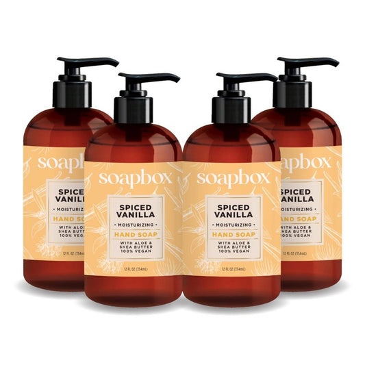 Spiced Vanilla Liquid Hand Soap - Moisturizing Gentle Cleanser | 4 Pack, Clean Ingredients Free of Harsh Chemicals