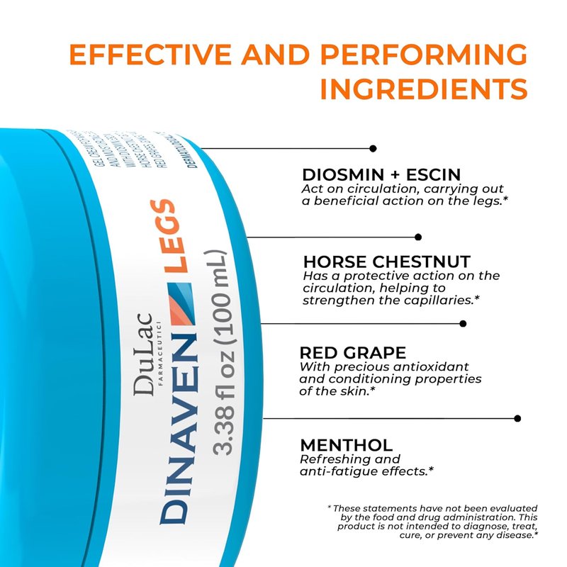 Dulac Cooling Leg Gel Cream - Refreshing Diosmin & Menthol Formula | Fast-Absorbing 3.38 fl oz