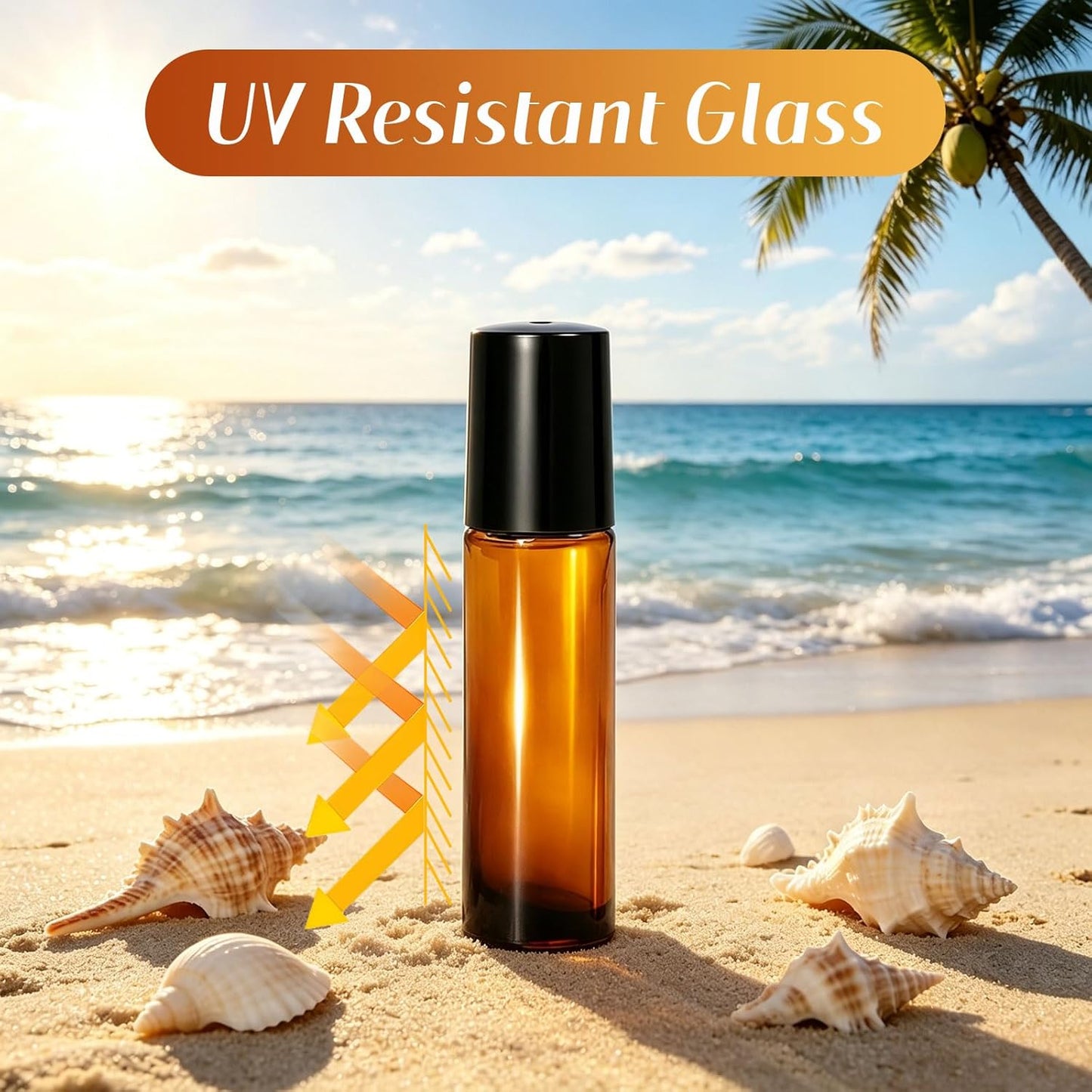 Essential Oils Roller Bottles - 10 Pack 10ml Leakproof Amber & Clear Glass | Rose Quartz & Stainless Steel Balls for Perfume & DIY