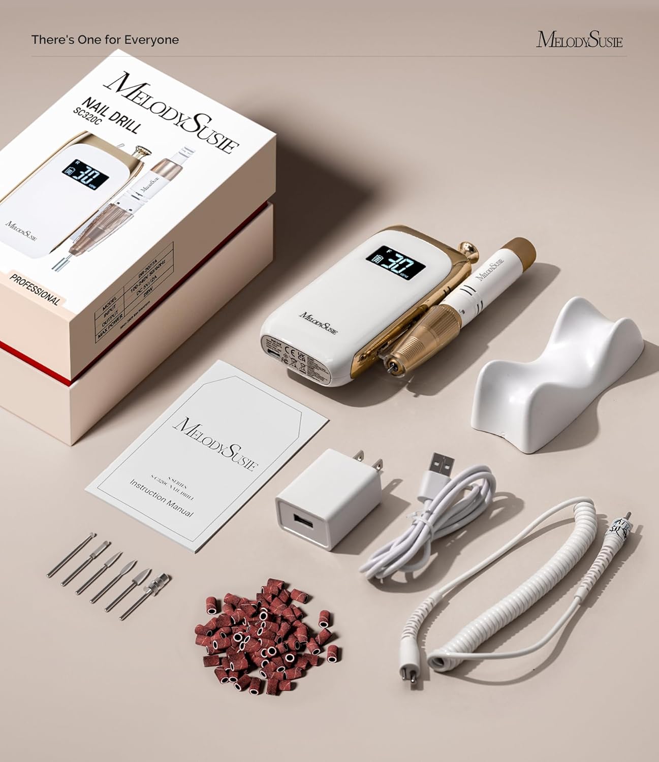 MelodySusie Vintage-Style Nail Drill - 30000RPM Rechargeable E-File for Manicure & Gel Removal | Ideal for Training & Home Use