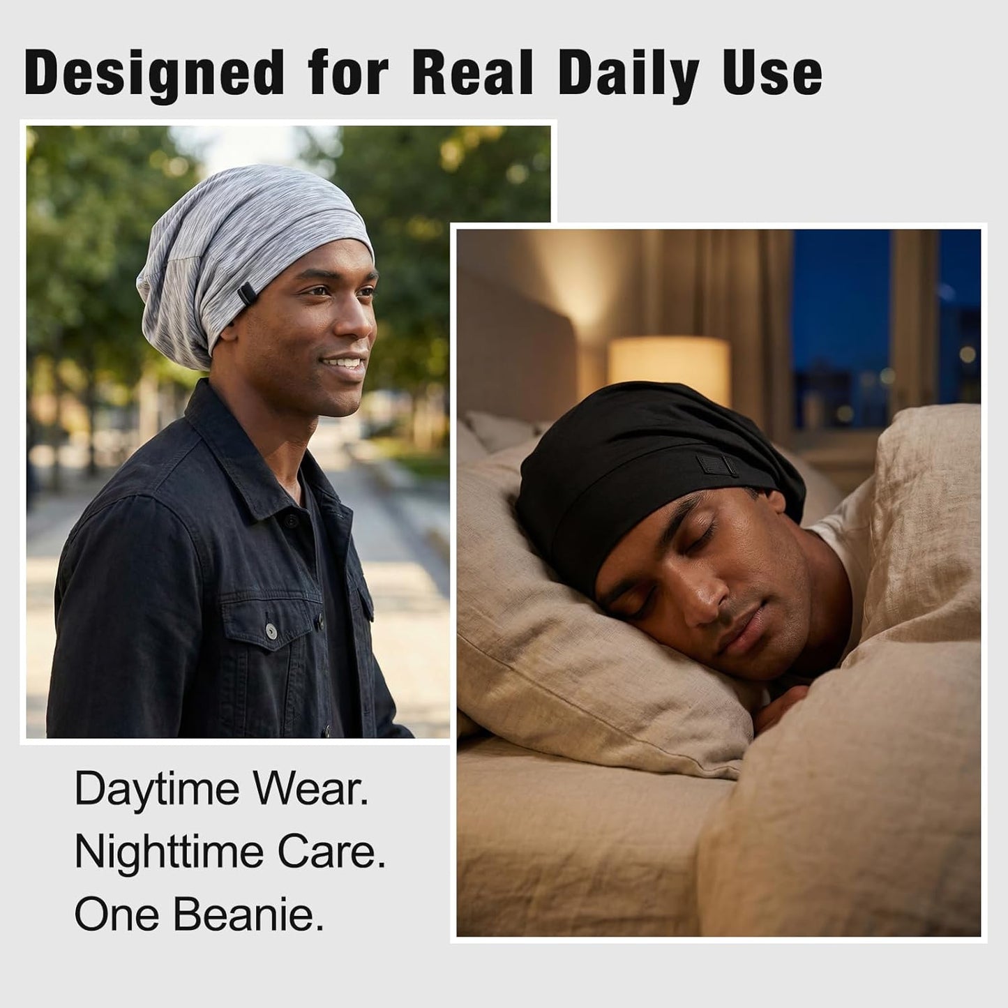 Silk Satin Hair Bonnet for Men - Adjustable Sleep Cap Beanie for Curly Hair | Soft & Breathable Night Hat