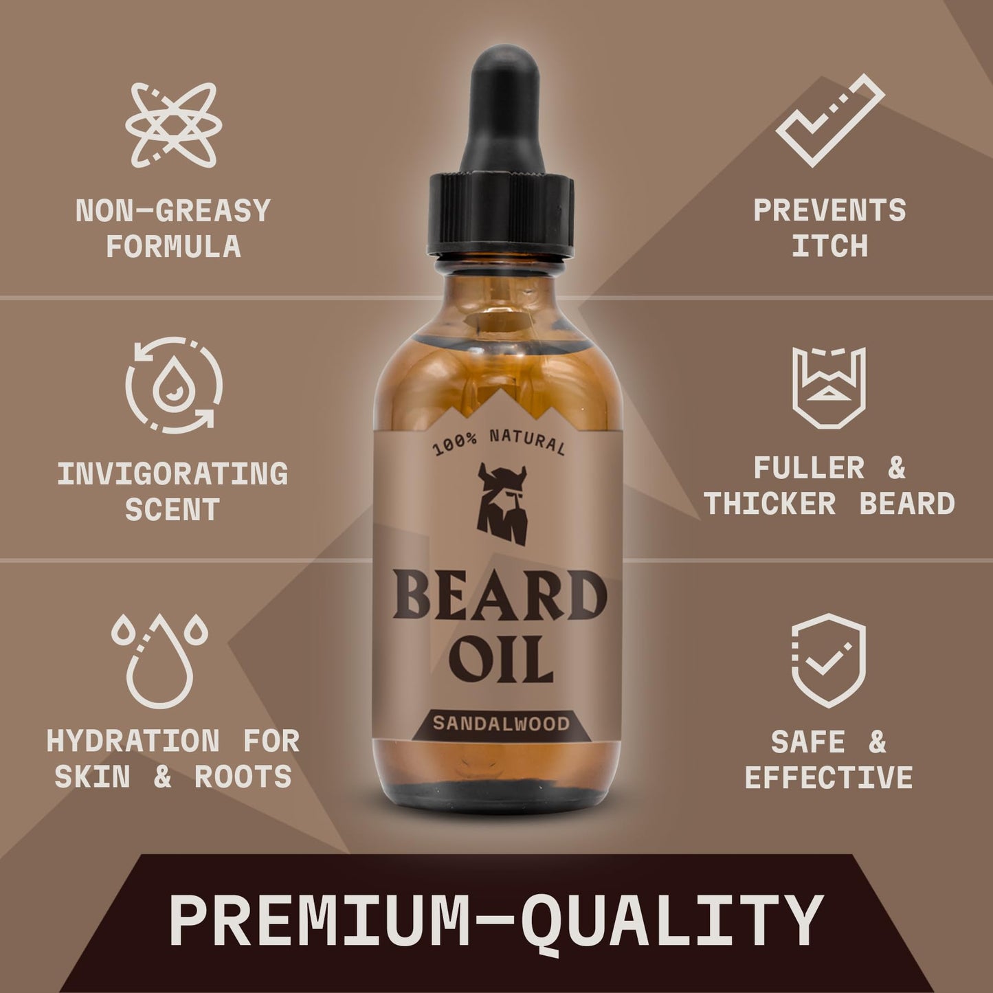 Striking Viking Beard Oil for Men - 2 Fl Oz, Pack of 2, Sandalwood - Nourishing Argan & Jojoba Oil Blend - Soothing Almond & Tea Tree Beard Conditioner - Promotes Fuller Facial Hair Growth
