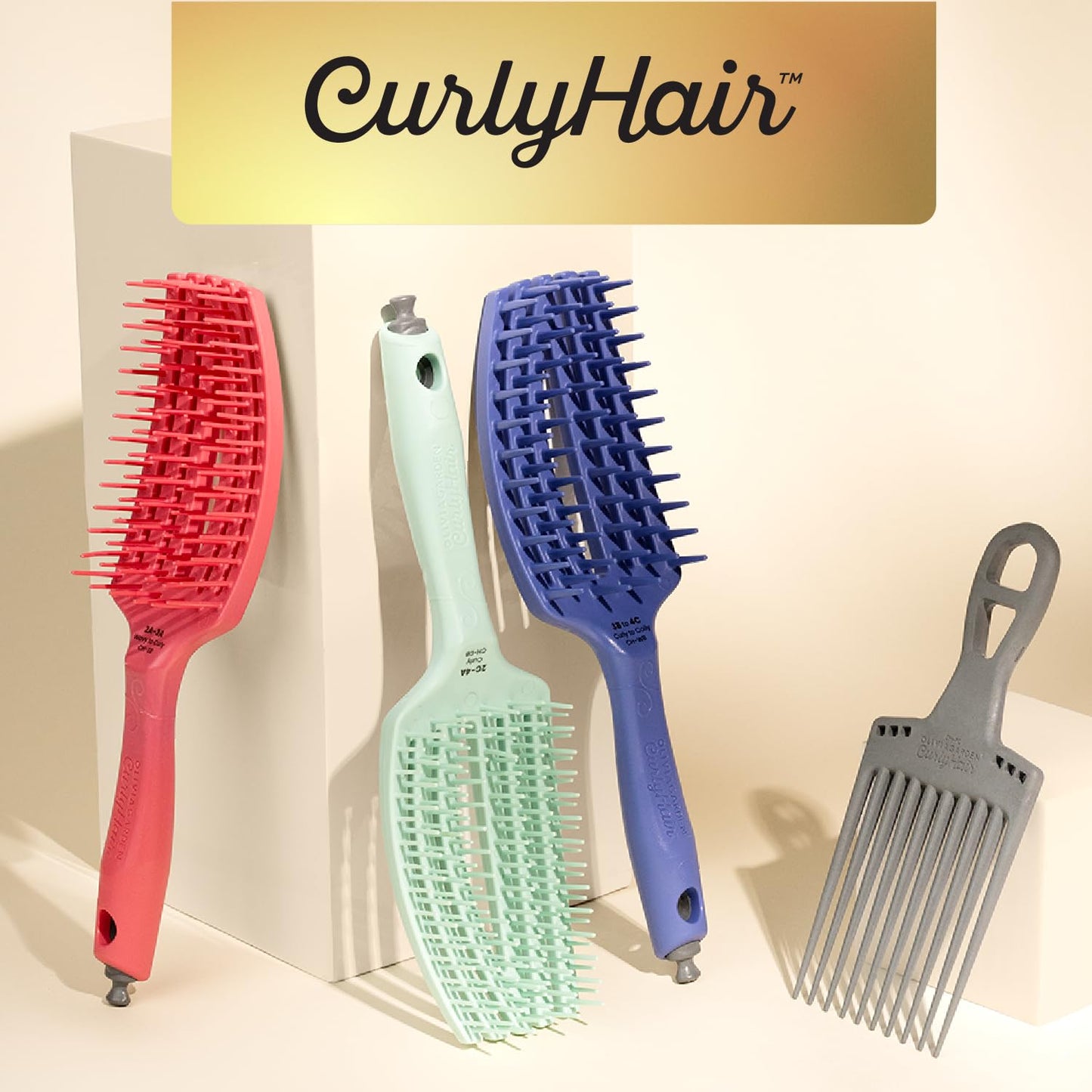 Olivia Garden CurlyHair Brush for Wet or Dry Hair - Curly Hair Brush for Detangling, Product Layering, Curl Encouragement, Scalp Care - Dual Bristles Brush