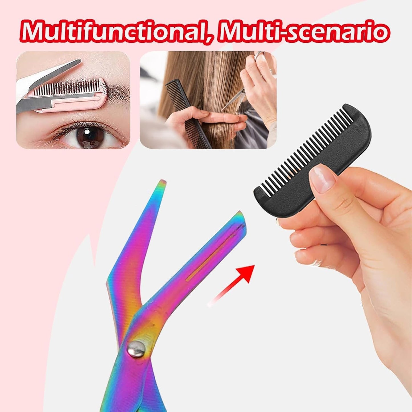Eyebrow Trimmer Scissor, 2026 New 2-in-1 Professional Eyebrow Scissors with Comb, Stainless Steel Precision Eyebrow Cutter, Curved Eye Brow Razor, Portable Hair Removal Makeup Tool (Blue)