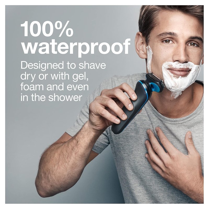Braun Series 5 5049cs Electric Shaver with Charging Stand, Beard Trimmer, Face Shaver, Wet & Dry, Rechargeable, Cordless Foil Shaver, Blue