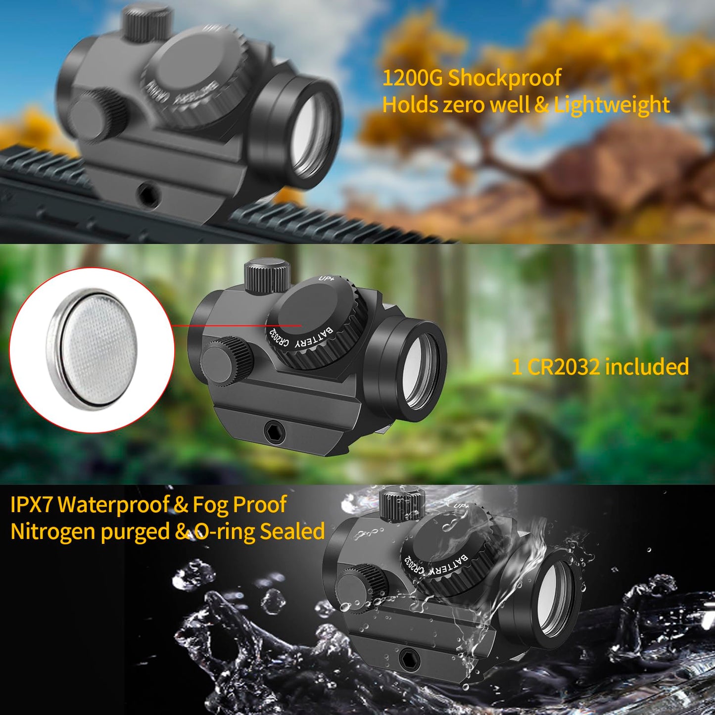 Beileshi Red Dot Sight, 4 MOA Compact Red Dot Gun Sight Waterproof & Shockproof & Fog-Proof Rifle Scope with 1 inch Riser Mount, Upgrade M1KS