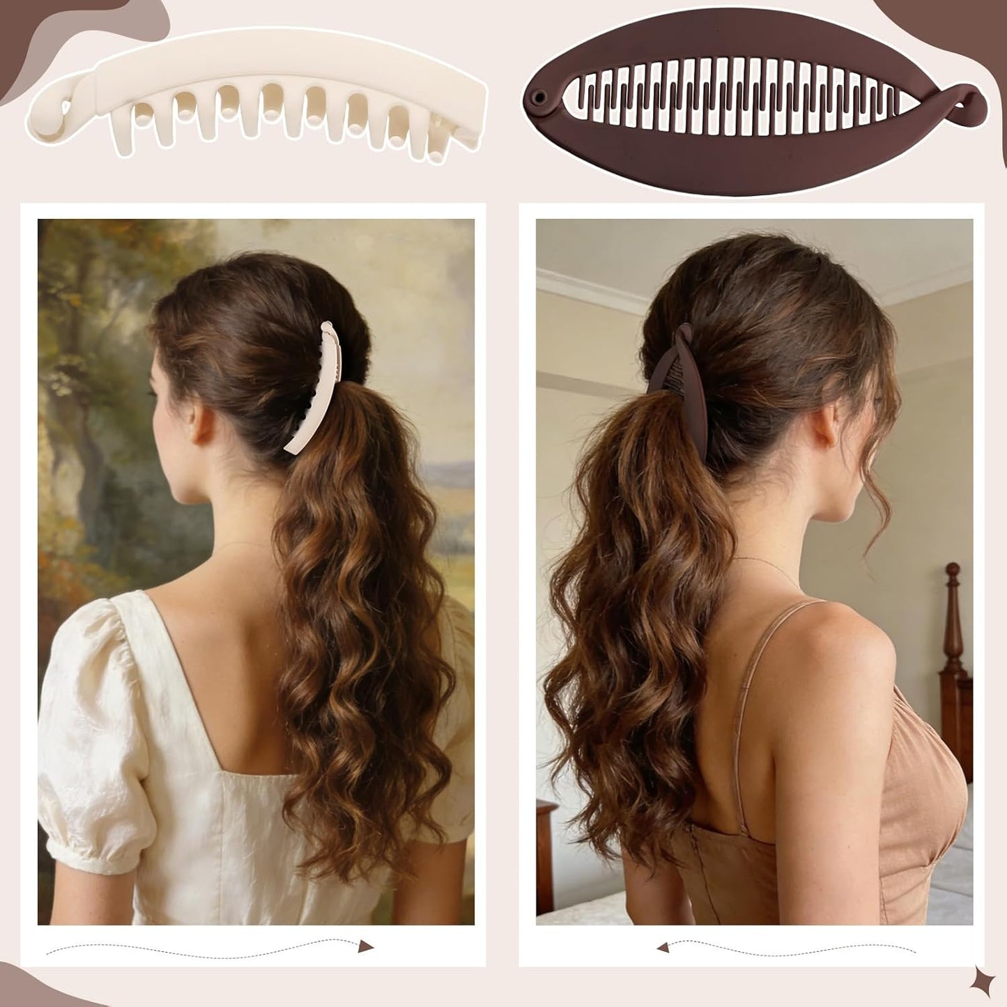 Banana Hair Clips for Women - 8PCS French Claw Clips | Cute & Stylish Ponytail Holders for All Hair Types