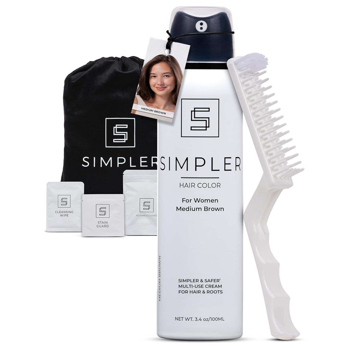 Permanent Ammonia-Free Hair Dye for Women | Natural Medium Brown Color for Sensitive Scalp - Long-Lasting Gray Coverage