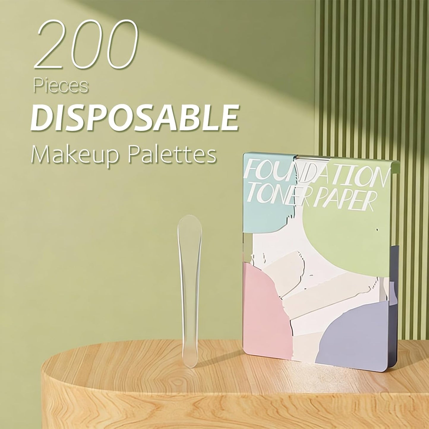 Makeup Mixing Palette Papers - 200 Disposable Sheets with Mixing Sticks | Ideal for Foundation, Concealer & Eyeshadow Blending