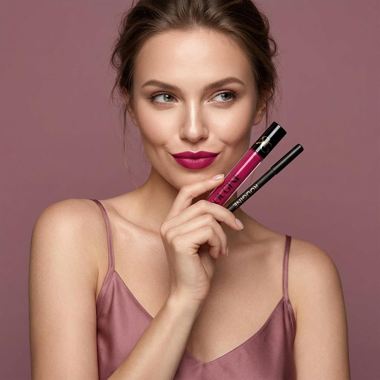 Matte Lipstick & Lip Liner Set - Long-Lasting Waterproof 2-in-1 Kit | French Kiss Shade, Smudge-Proof with Vitamin E & Shea Butter
