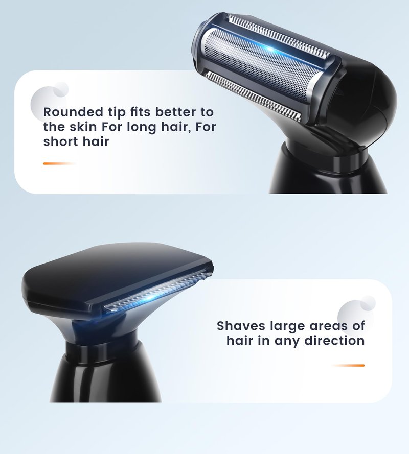 FERRISA Back Shavers for Men, Body Shaver for Men with Long Handle with 2 Shock Absorber Flex Heads, Men's Back Shaver with Facial Razor & 10 Blades