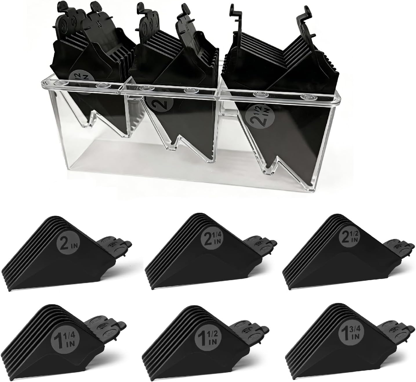 Clipper Guards Set - 6-Piece Replacement Guide for Wahl Clippers | Fits 1.25" to 2.5" Hair Lengths, Black