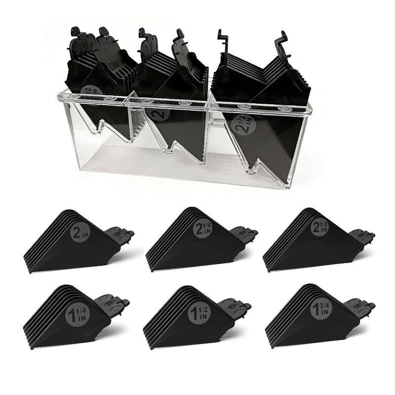 Clipper Guards Set - 6-Piece Replacement Guide Set for Wahl Clippers | Fits 1.25" to 2.5", Black