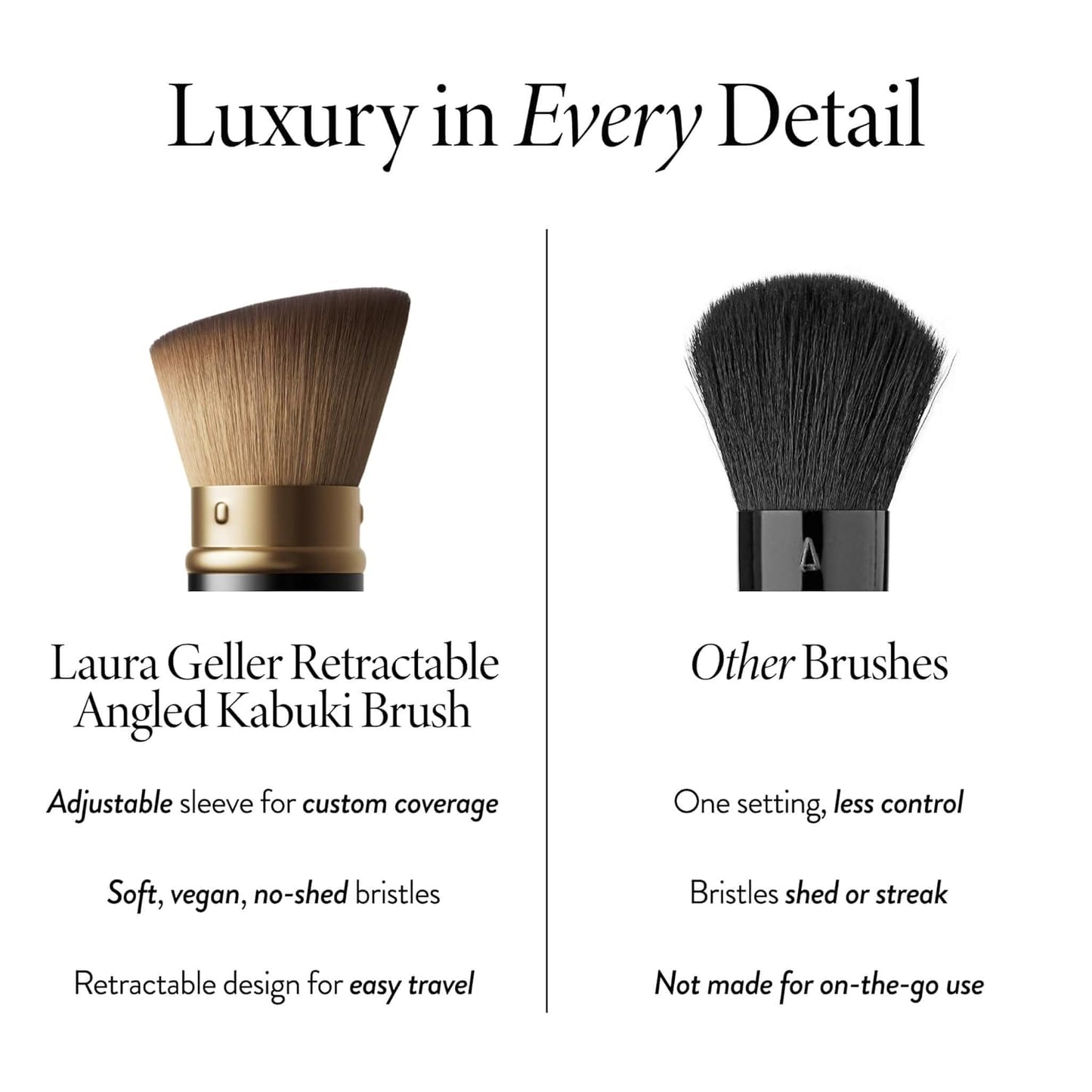 Laura Geller Professional Makeup Brushes - Cruelty-Free Retractable Angled Kabuki Brush for Flawless Application
