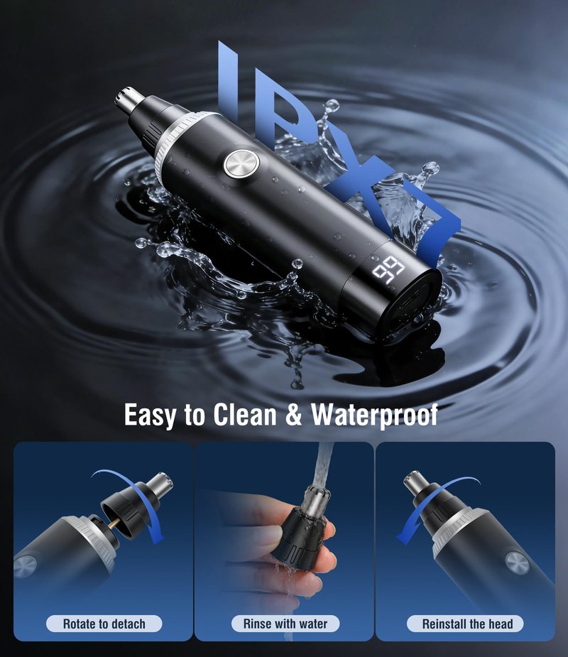 Nose Hair Trimmer for Men, 3-in-1 Professional Painless Rechargeable Eyebrow & Facial Hair Trimmer for Men Women, Multifunctional Trimmer with Powerful Motor and Dual-Edge Blades, IPX7 Waterproof