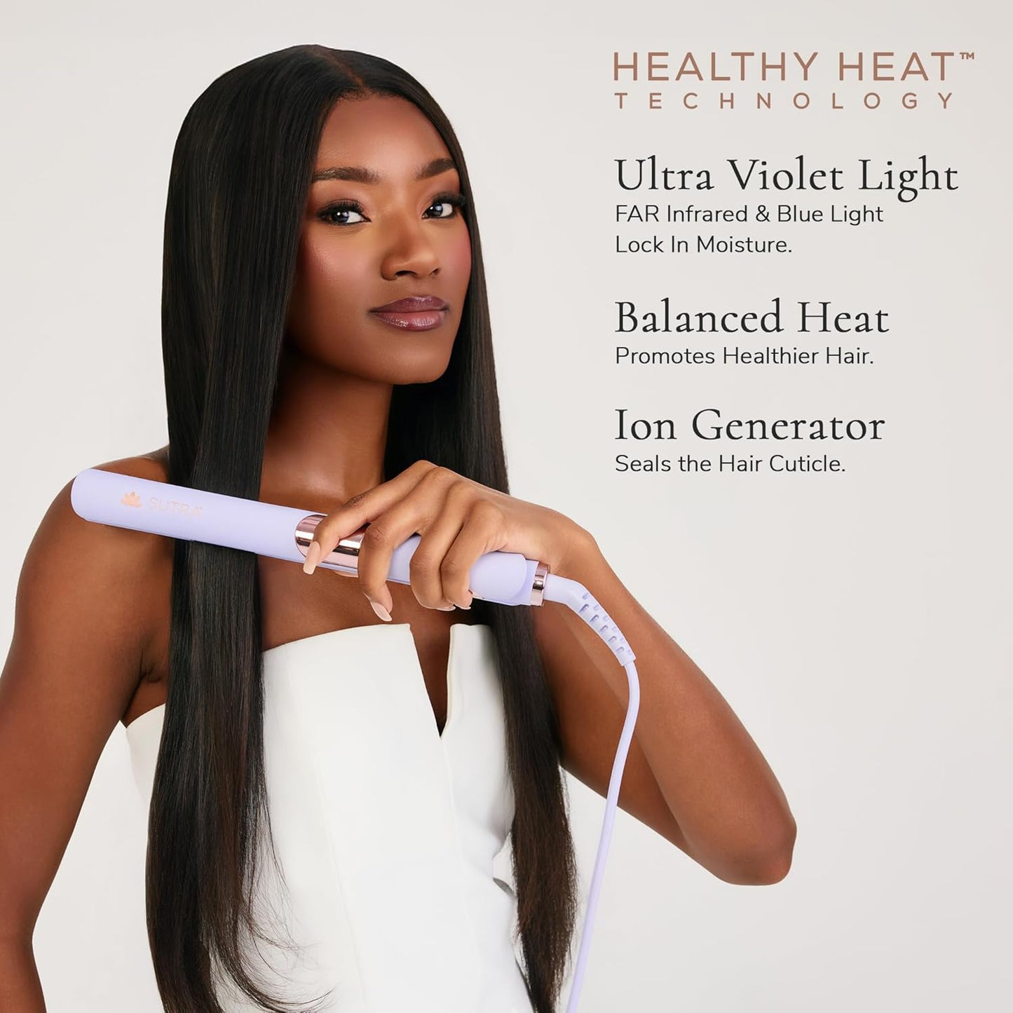 SUTRA Ultra Violet Flat Iron - 1” Infrared Ceramic Hair Straightener with Ionic Technology | Digital Temp Control to 450°F