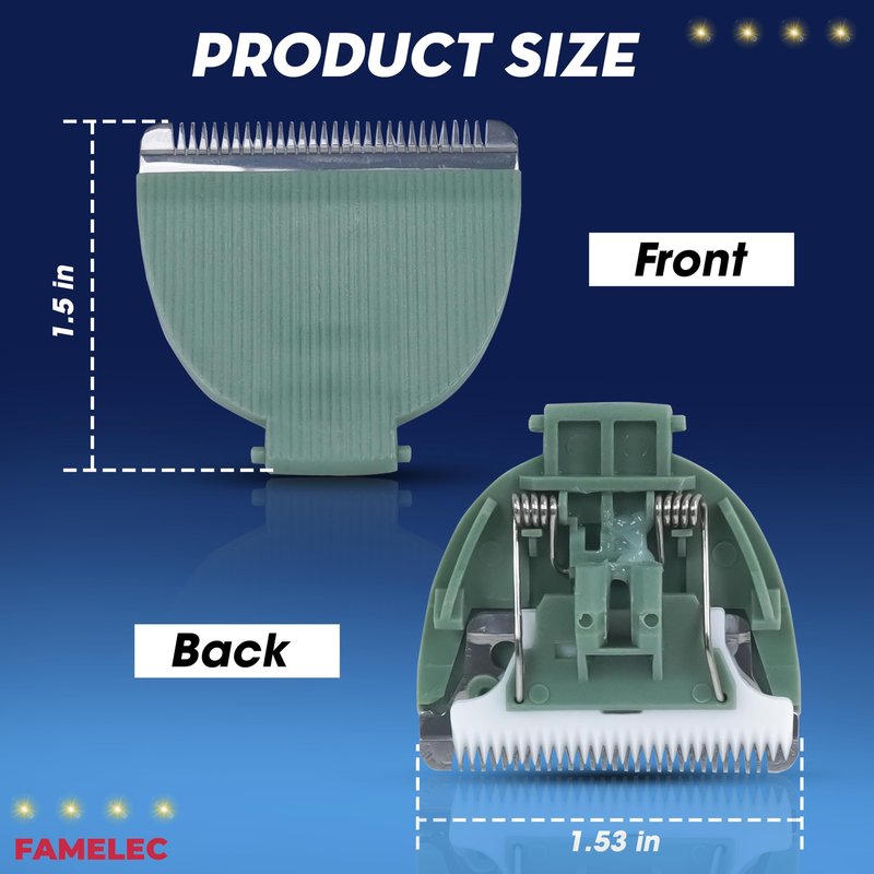 FAMELEC Compatible with Meridian Trimmer Blades, for Meridian Trimmer Replacement Blades Fit for Meridian Electric Body Trimmer, with Green Hygienic Ceramic Blade for Meridian Shaver (Onyx & Sage)