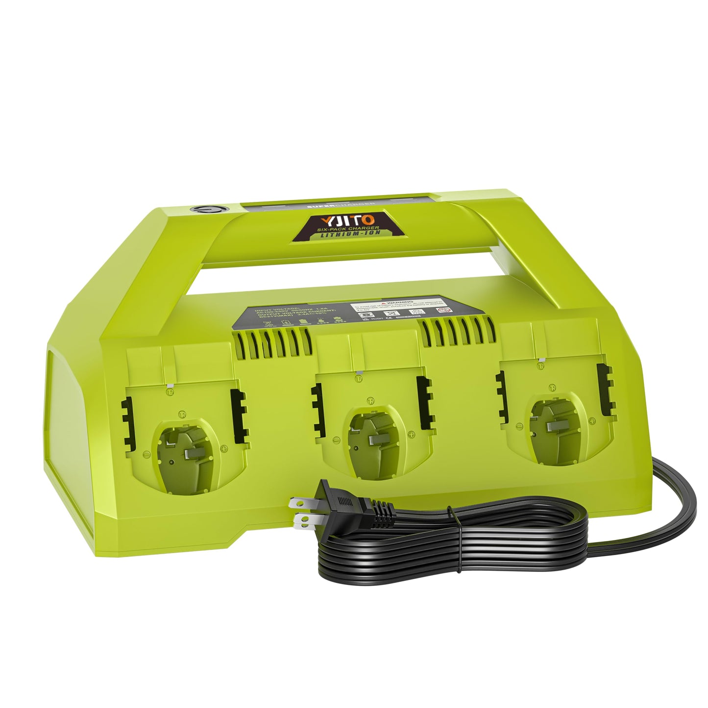 YJITO Upgraded 6-Port Fast Charger for Ryobi 18V Lithium-Ion Batteries, Compatible with Ryobi 18V ONE+ Battery Systems, Replacement for P135 Charger (6-Pack Charging Station)