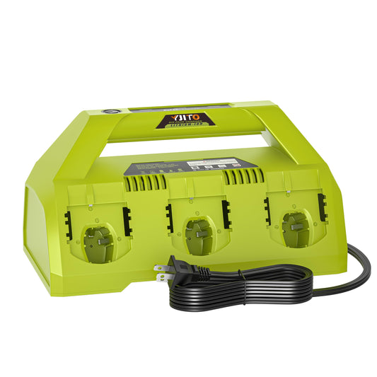 YJITO Upgraded 6-Port Fast Charger for Ryobi 18V Lithium-Ion Batteries, Compatible with Ryobi 18V ONE+ Battery Systems, Replacement for P135 Charger (6-Pack Charging Station)