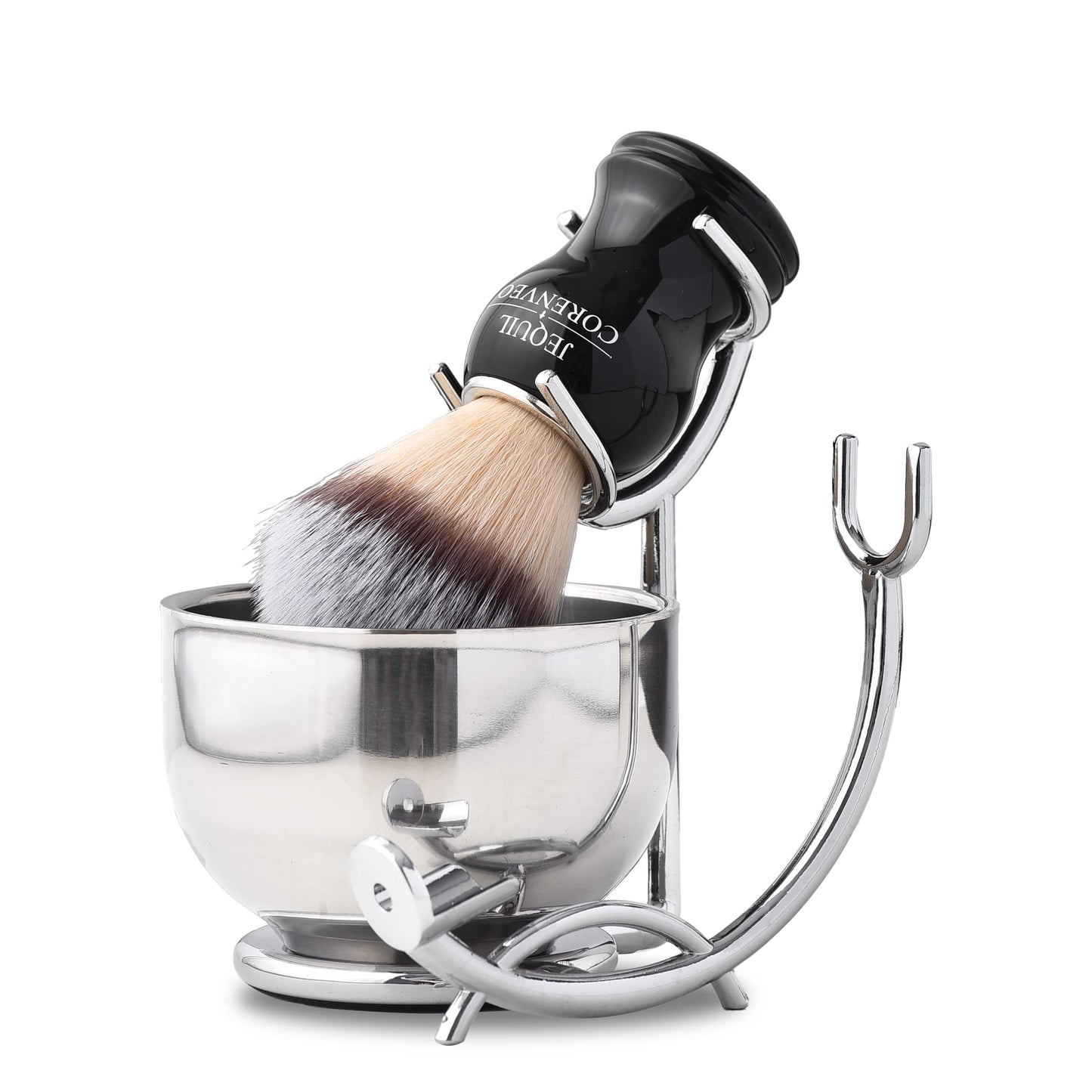 JEQUIL&CORENVEO Deluxe Shaving Kit for Men, 3pcs Shaving Set, Shaving Brush, Shaving Bowl, Razor & Brush Holder