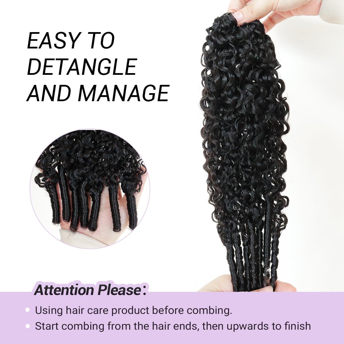 Mnador Burmese Curly Crochet Hair for Black Women 60g Pre-Separated Feather Crochet Human Hair Invisible Knotless Human Crochet Hair Reusable Lightweight Hair Extensions Natural Black 14Inch