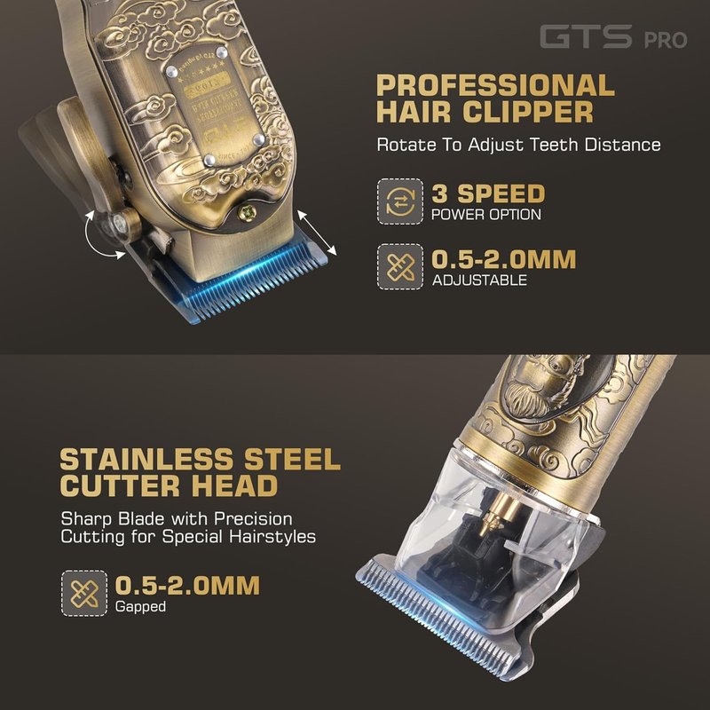 Professional Hair Clippers for Men - Cordless Barber Clippers with LCD Display & Precision Trimmer | Travel Case Included
