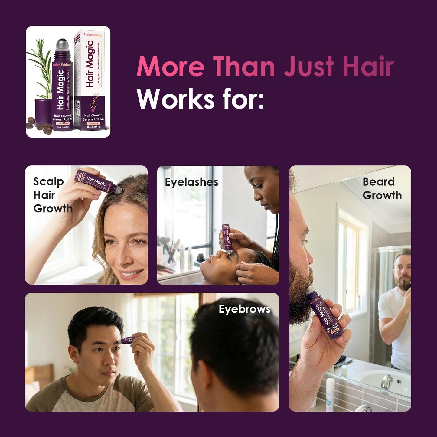 Hair Magic™ Hair Growth Serum - Multi-Peptide & Rosemary Oil Treatment for Hair, Beard, Eyebrows | Unisex Scalp Solution