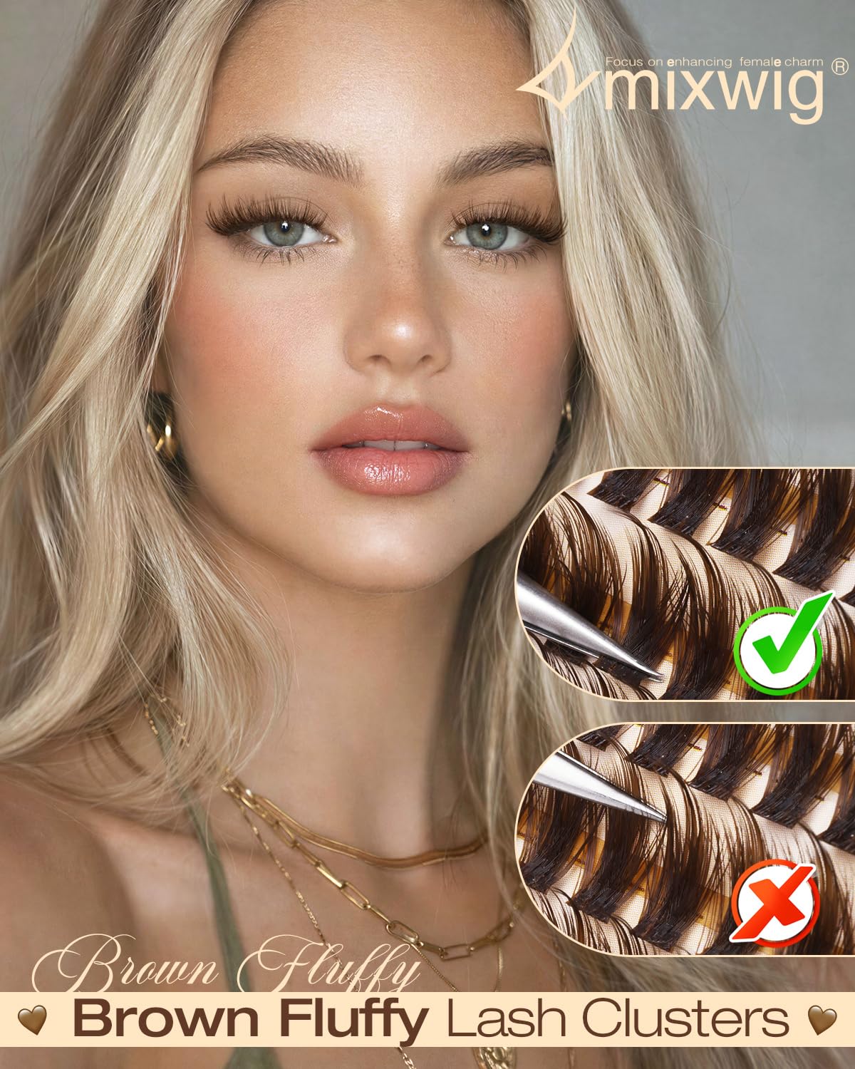 Brown Lash Clusters Manga Eyelash Clusters Fluffy Cluster Eyelash Extensions Natural Spiky Cluster Lashes Wispy Dark Brown Individual Lashes 10-16MM D Curly DIY Lash Extension by Lvmixwig