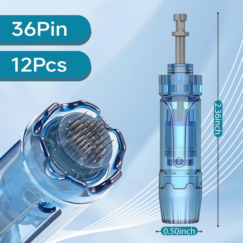 Microneedling Pen Replacement Cartridges - 36Pin for Dr Pen A9/A8S/M8S/A11 | 12 Pcs, 0.25mm