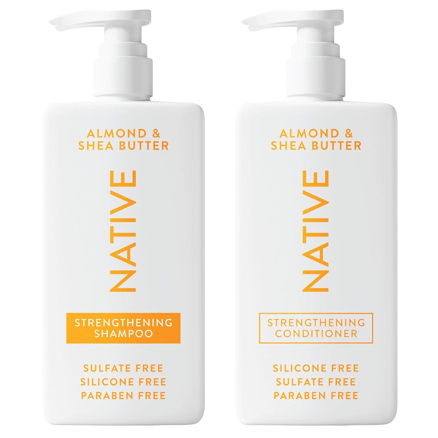 Native Shampoo & Conditioner Set - Naturally Derived, Sulfate & Dye Free | Almond & Shea Butter, 16.5 fl oz Each (2-Pack)