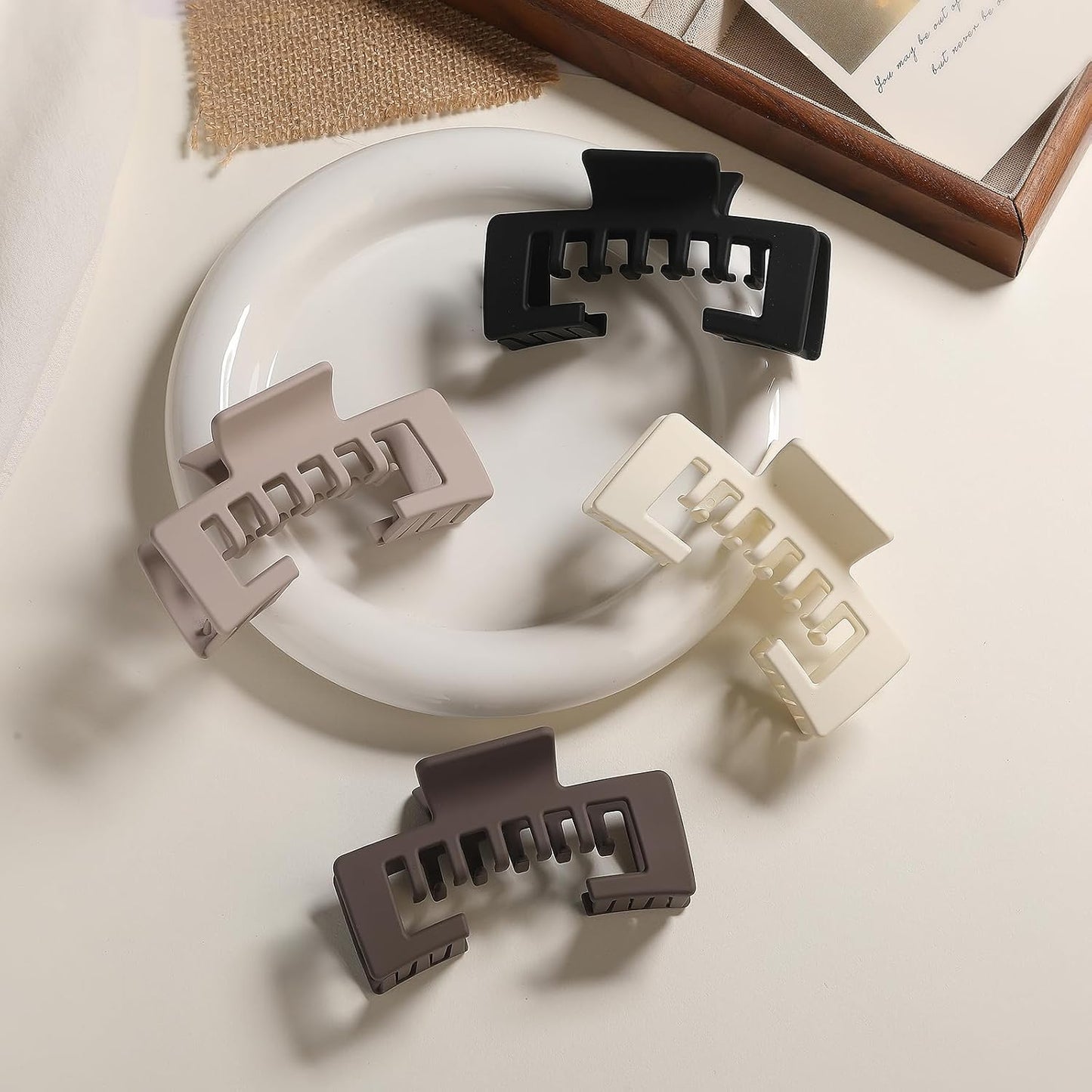 Hat-Friendly Claw Clips for Baseball Caps - 4 Pack Large Strong Hold Matte Clips for Thick & Thin Hair | Hair Accessories