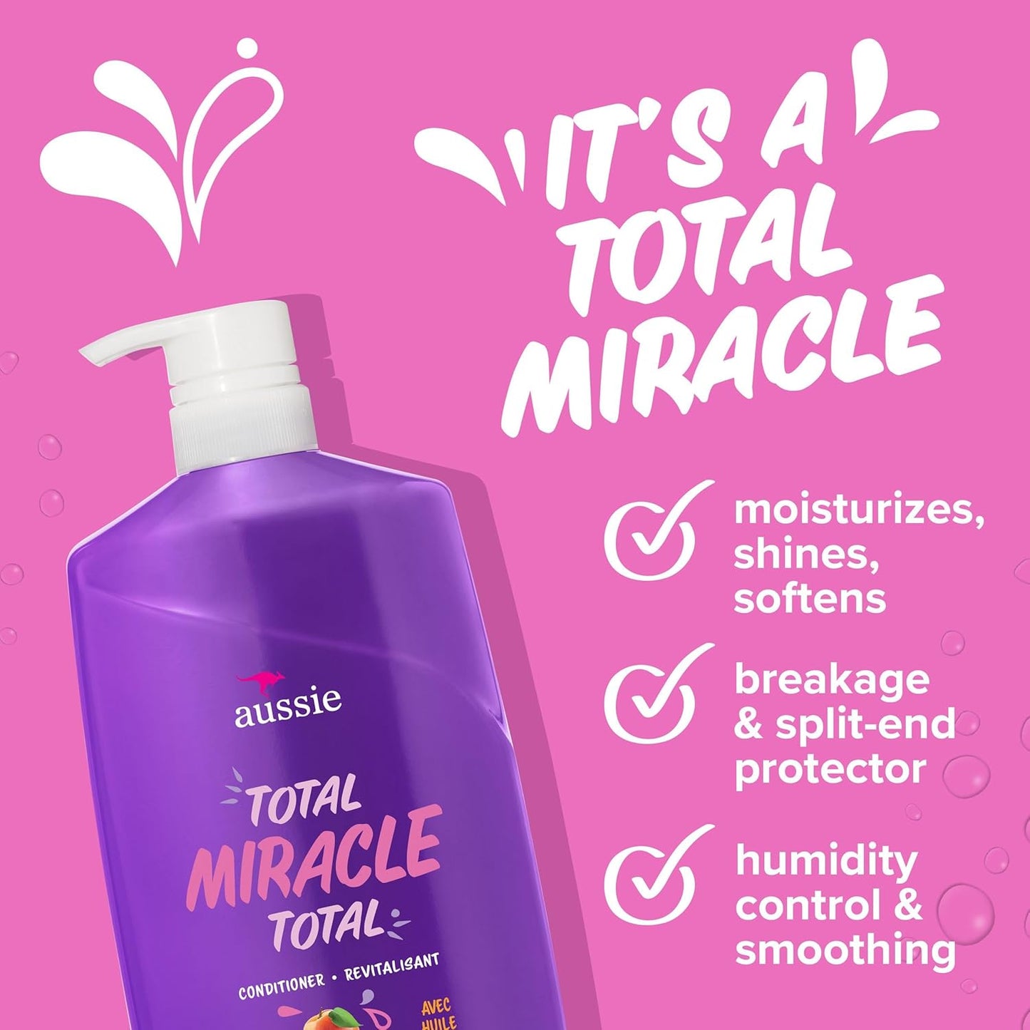 Aussie Total Miracle Conditioner - Nourishing Formula for Soft, Manageable Hair | 26.2 Fl Oz