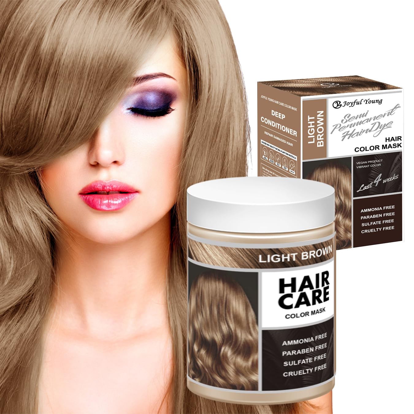 Vegan Semi-Permanent Hair Color Mask - Plant-Based Color Depositing Conditioner for Color-Treated Hair - 10.15oz | Dark Brown