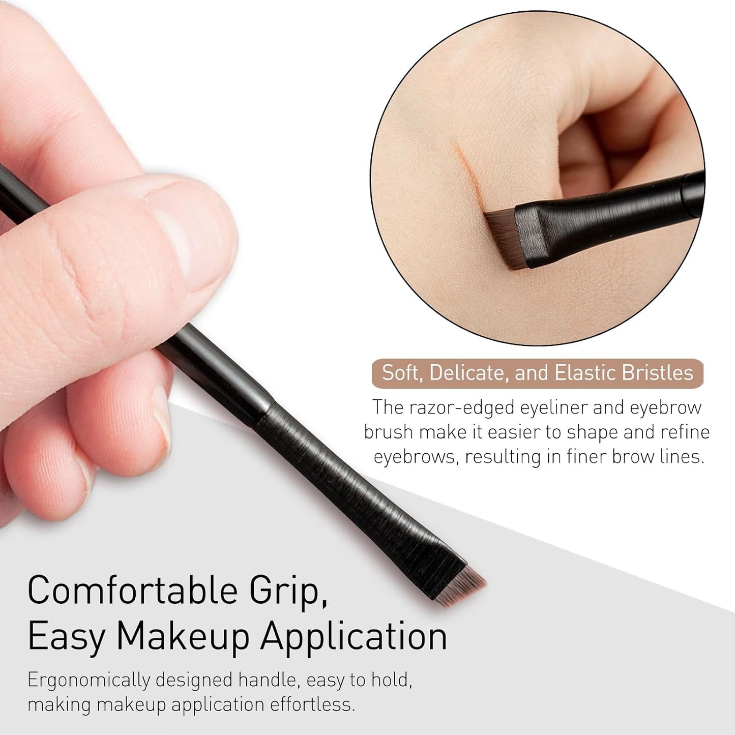 Fine Angled Eyeliner Brushes - 4 Pack Ultra Thin Slanted Design for Precise Application | Black