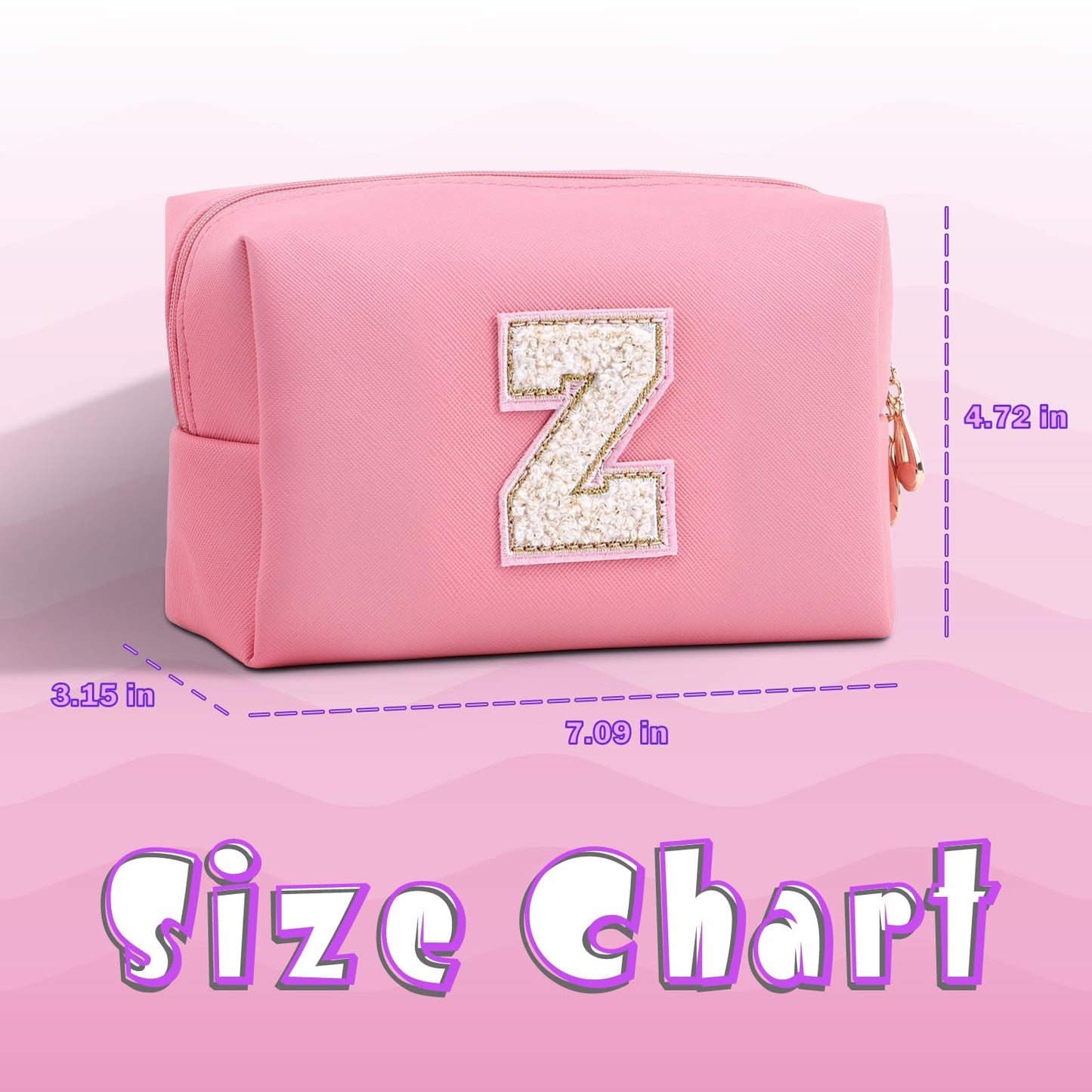 Hbhpov Personalized Initial Letter Makeup Bag Organizer,Waterproof PU Leather Letter Zipper Cosmetic Pouch Bag Travel Portable Toiletry Bag,Gift Ideal for Teen Girls Women Birthday Friend Mom