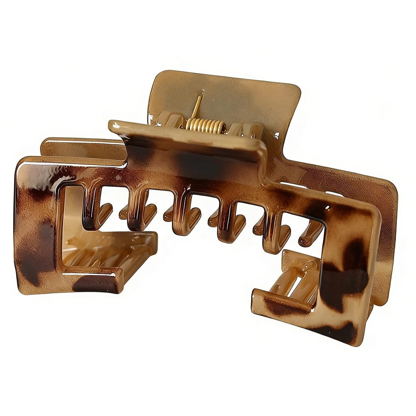 Hat-Friendly Claw Clips for Baseball Caps - Large Tortoise Shell Adjustable Non-Slip Hair Clips | 4-Pack Leopard, 10CM