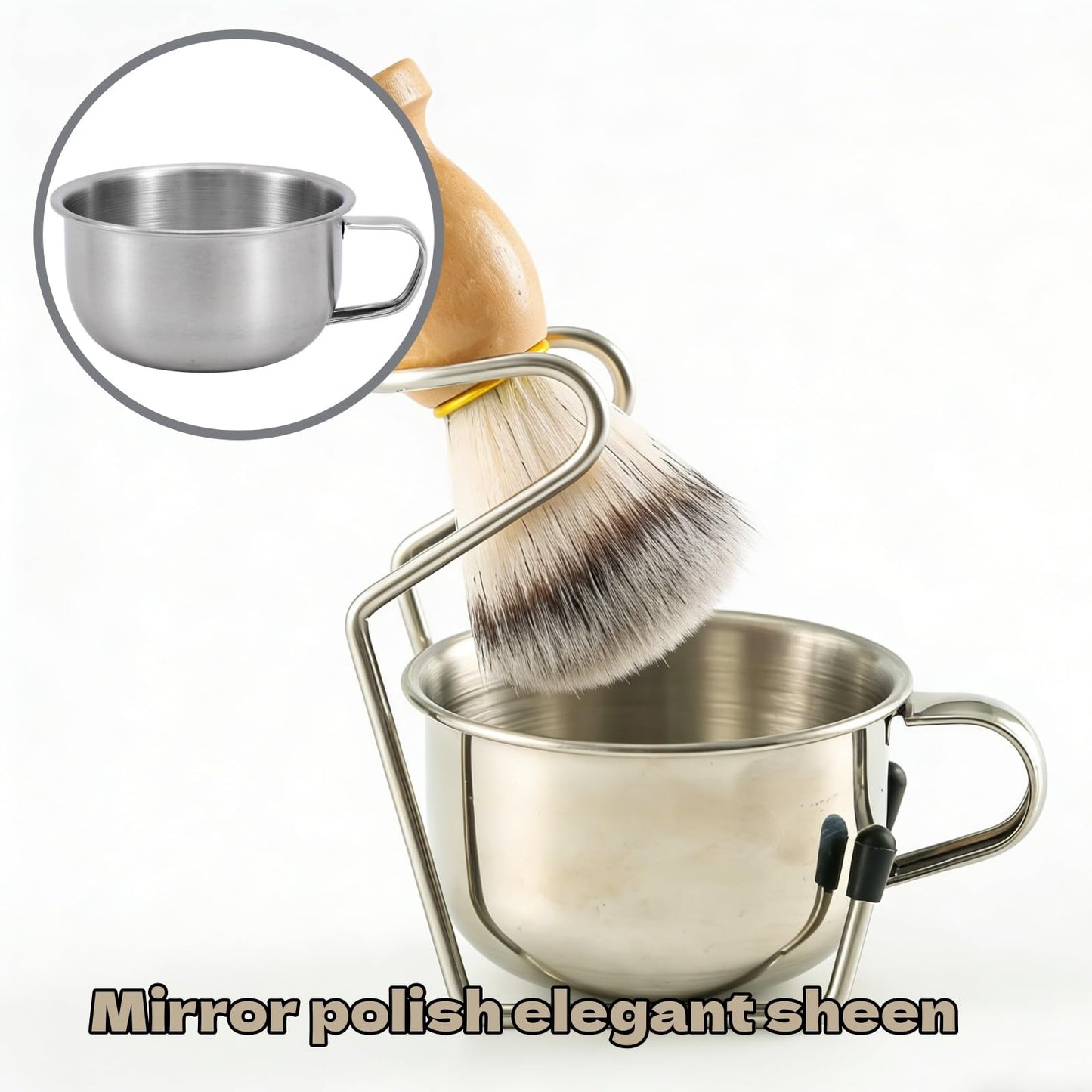 shjaywmda 2Pcs Shaving Lather Bowl Premium Stainless Steel Grooming Mug Shaving Bowl Cup with Handle for Beard Care and Traditional Grooming Rituals