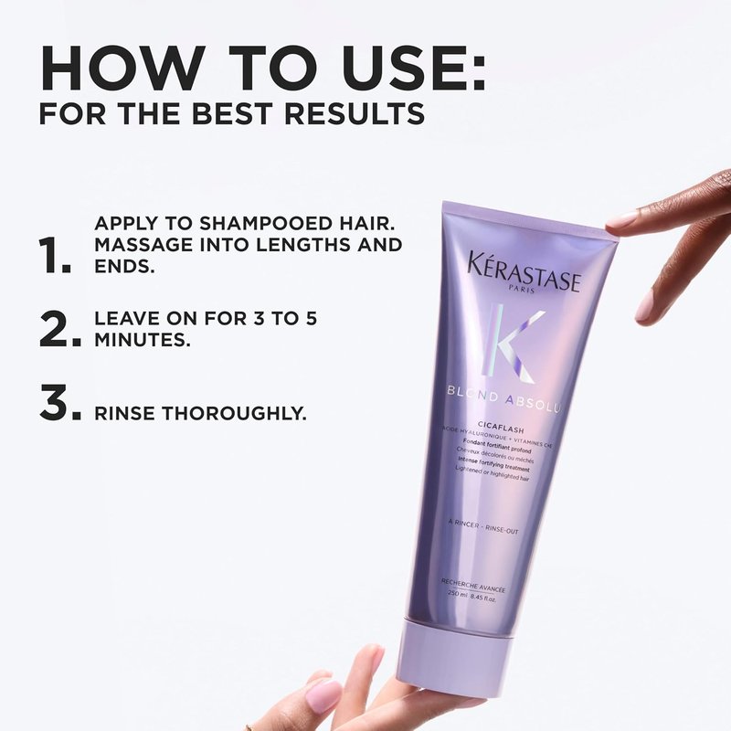 Kerastase Blond Absolu Cicaflash Conditioner - Nourishing Treatment for Bleached & Damaged Hair | Strengthens with Hyaluronic Acid