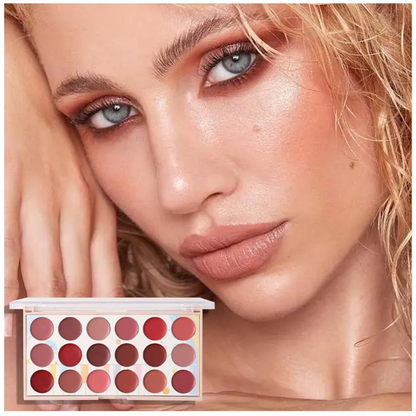 Joyeee Lip Gloss Palette, 18 Colors Dard Red Pink Nude Brown Lip Makeup Pallet Kit, Pro Women Lip Color Palette with Soft Silicon Brush, Lip Present Set for Teen Girl, Mum, Daughter, Friend, Sister