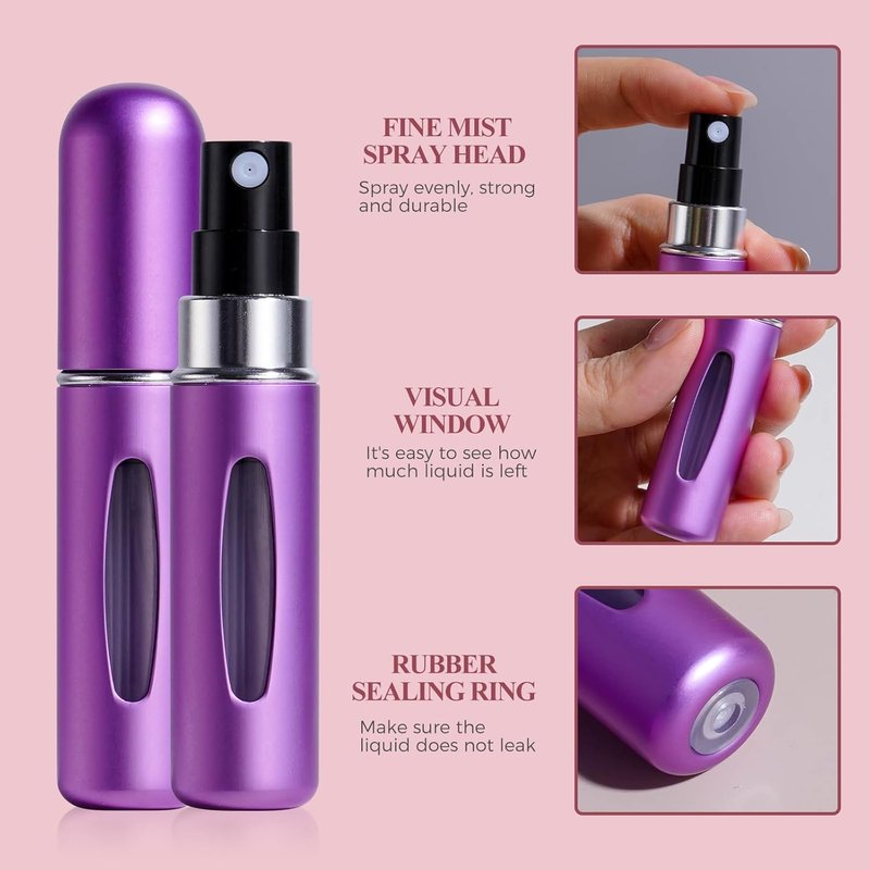 Mini Refillable Perfume Atomizer Bottles - 24 Pcs Travel Size Spray 5ml with Carrying Bag