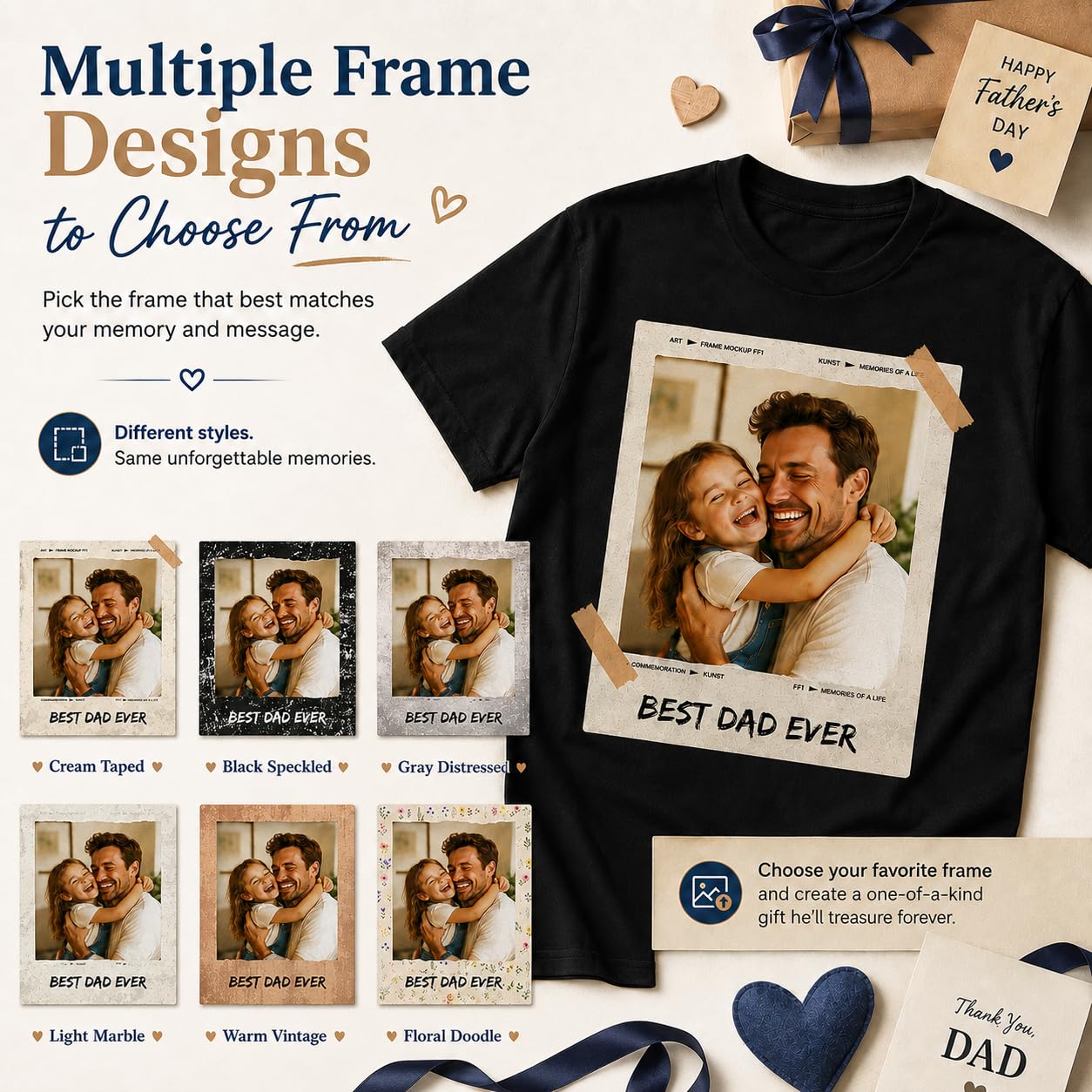 CustomSolo Custom Dad Photo T Shirt, Personalized for Dad, Upload Picture Shirt, Best Dad Ever Tee