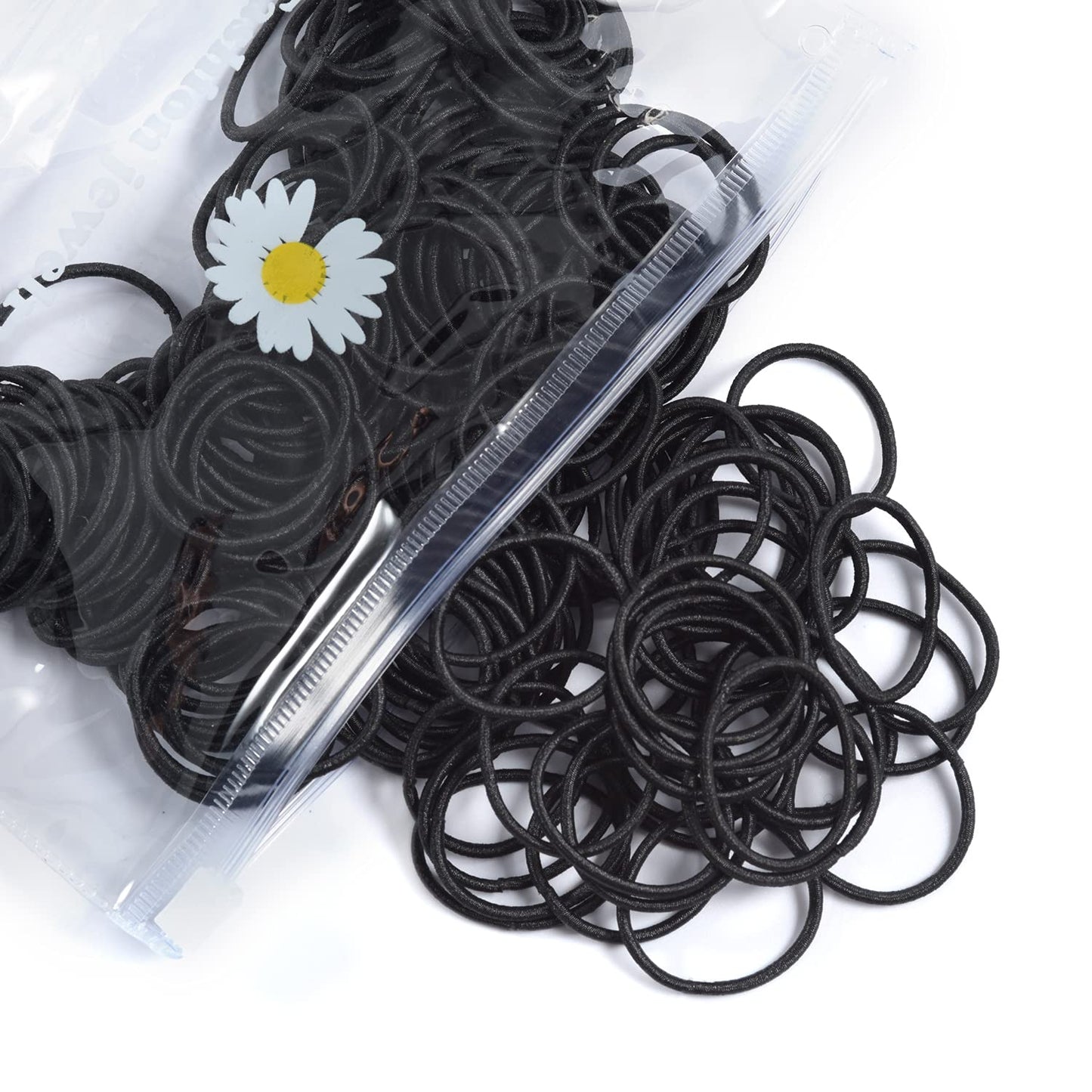 Small Hair Elastics for Girls - Soft Rubber Bands, 100 PCS | Comfy Black Hair Ties