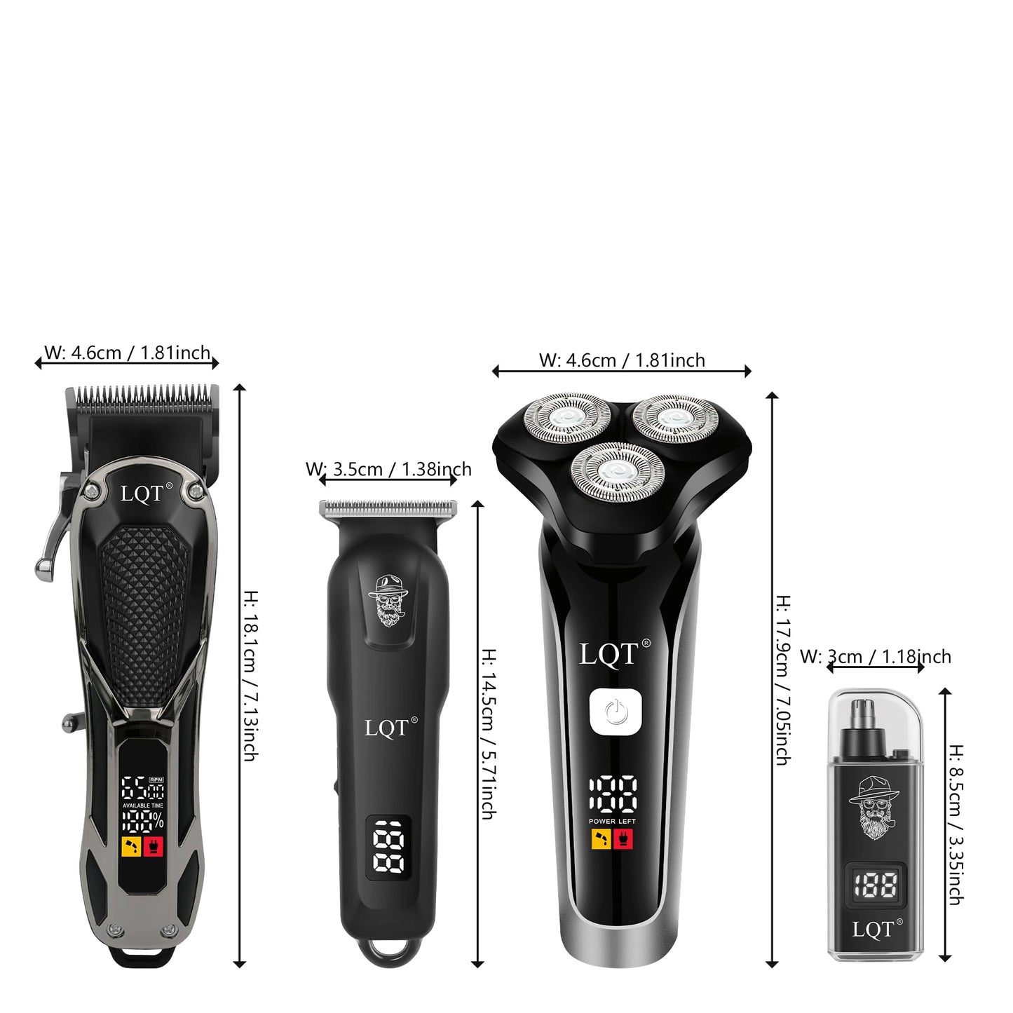 LQT Hair Clippers for Men 4-in-1 Cordless Clippers Set Beard and Mustache Trimmer for Men Electric Shaver Nose and Ear Hair Trimmer with Comb, Wrap, Bag, to Son Husband Father Men's Gifts