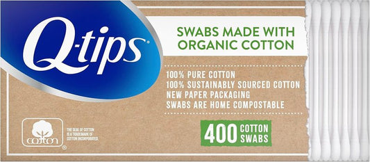 Organic Cotton Swabs - 400 Count Eco-Friendly Q-Tips for Gentle Cleaning